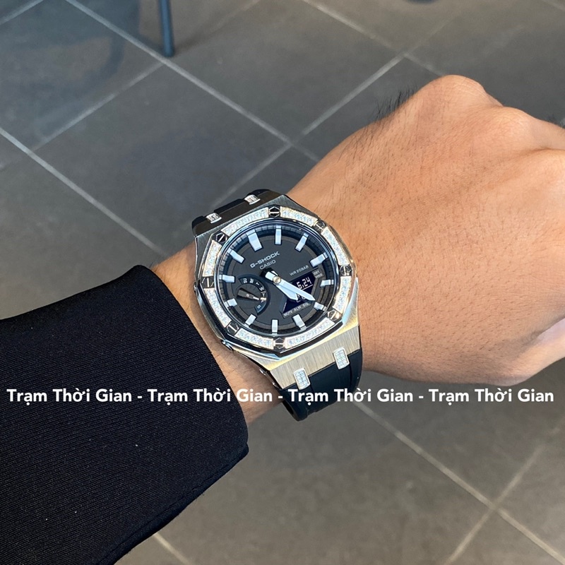 Đồng hồ nam Casio G-Shock GA-2100 viền đính đá + khớp nối