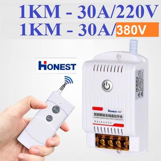(CÓ HỌC LỆNH) Công tắc điều khiển từ xa Honest HT-9220KG,(công suất lớn 220v 30A 1000m dùng cho máy bơm, moto điện.