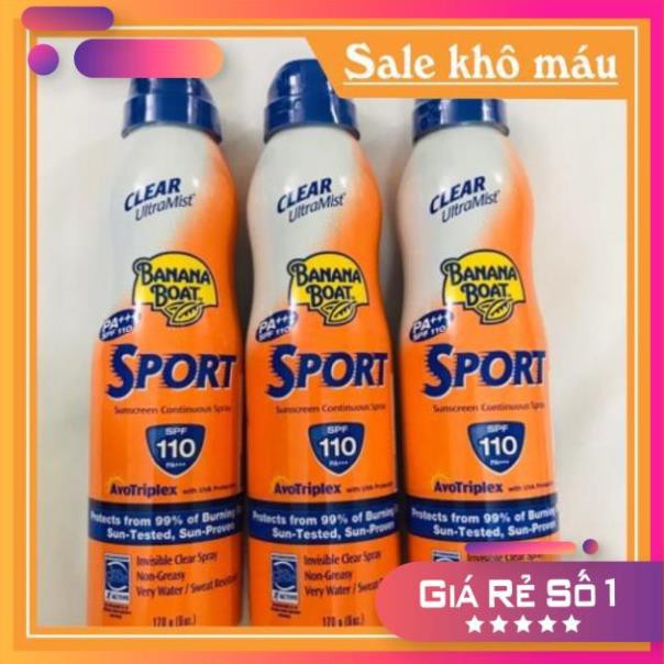 Bình xịt chống nắng Banana Boat Sport thể thao SPF110 170g