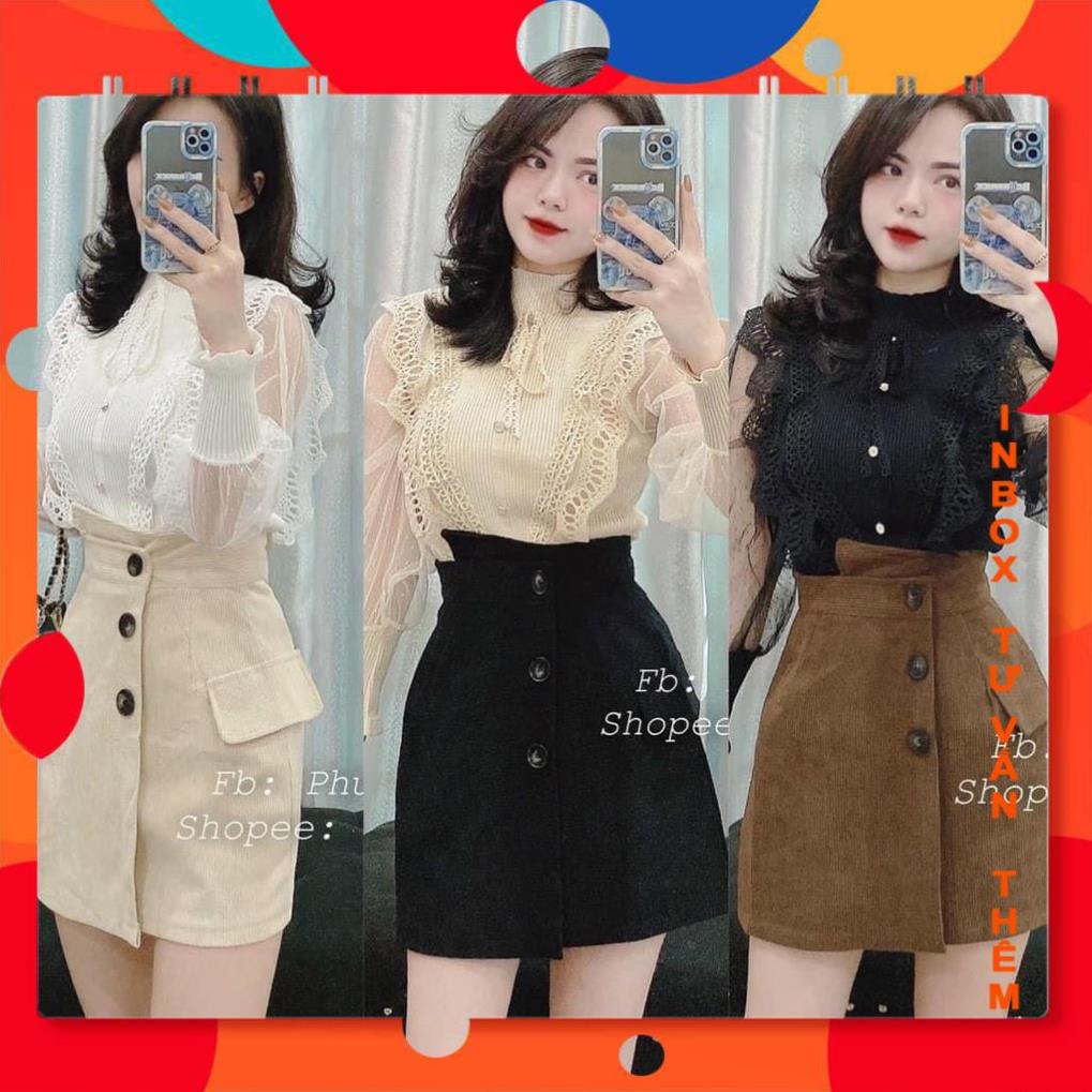 Áo len kiểu nữ dài tay pha ren phối tay lưới siêu xênh sang chảnh LieuTheOrboHP Shop