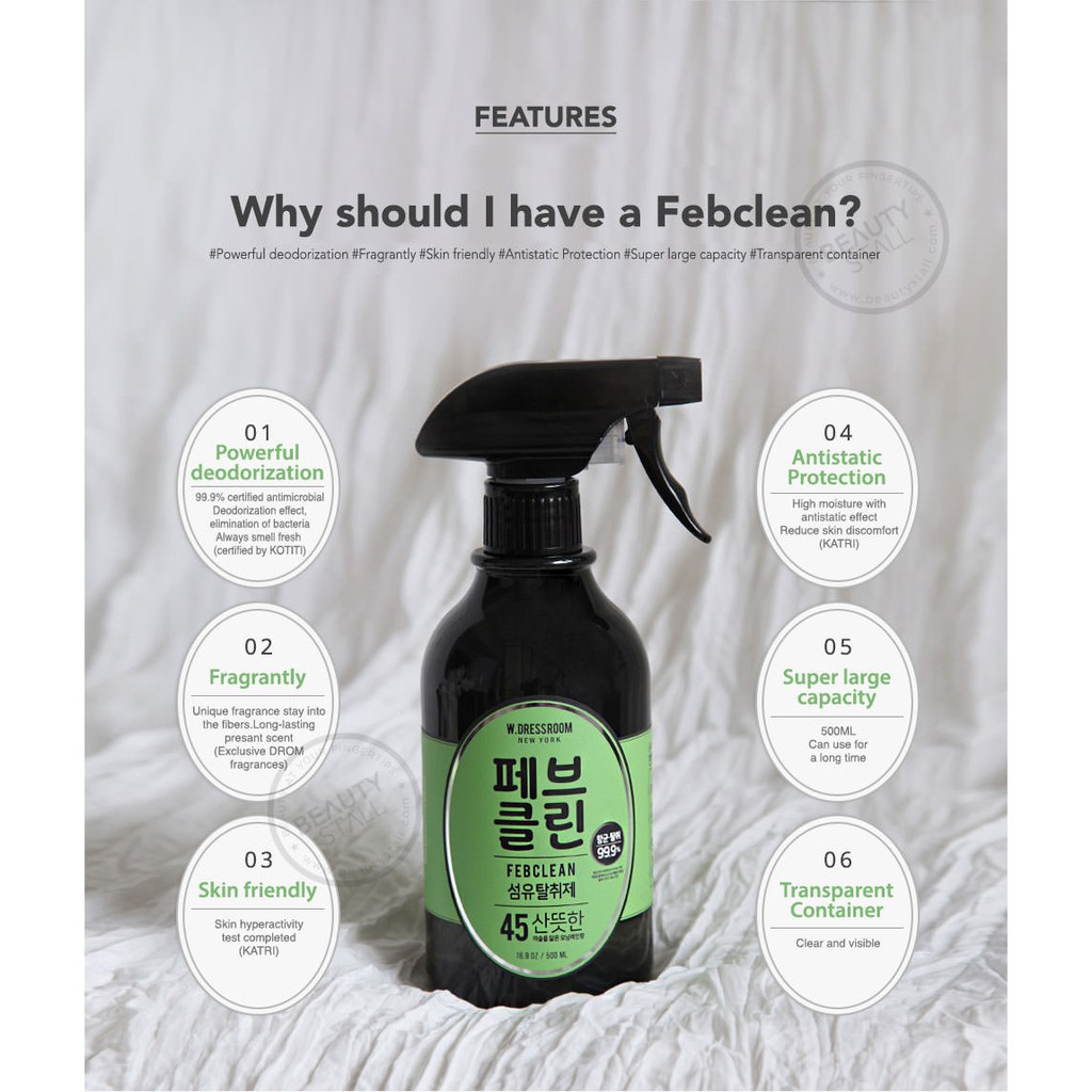 Nước hoa xịt thơm quần áo W.Dressroom Febclean  No.45 No.49 No.97 500ml