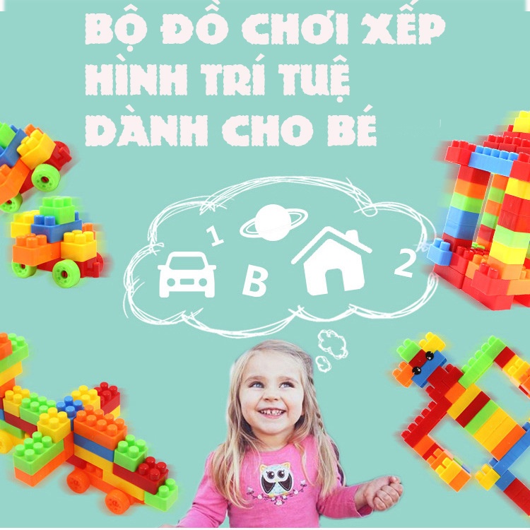 Bộ đồ chơi xếp hình, thông minh phát triển tư duy cho bé LEGO 100 chi tiết, 286 chi tiết , 520 chi tiết cho bé lắp ráp