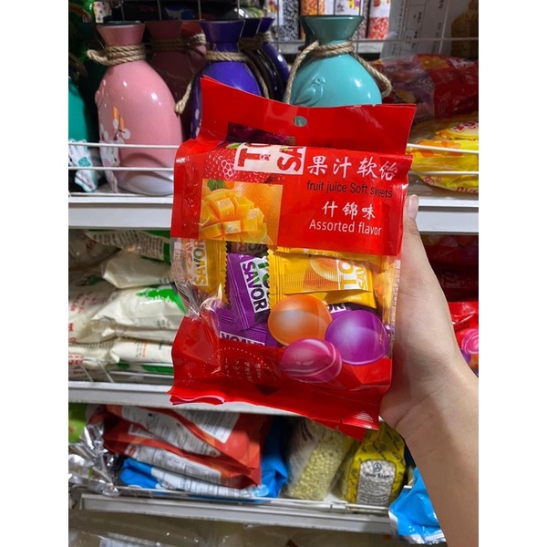 Kẹo Dẻo Nhân Trái Cây TOP SAVOR Đài Loan Vị Nho, Dâu, Xoài, Mix vị - túi 320gram