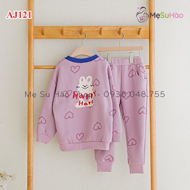 Set nỉ bông siêu xinh siêu ấm áp Cordi-i Hàn Quốc màu tím mã AJ121