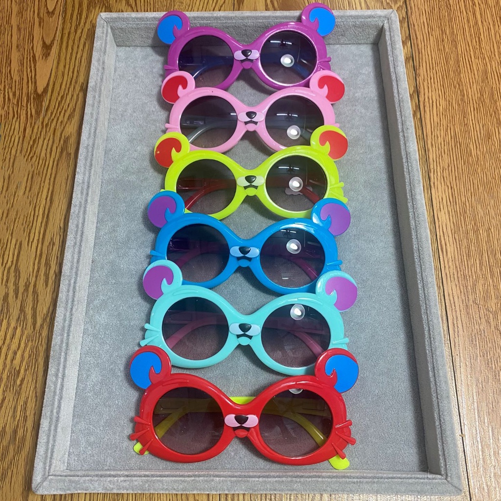 Kính mát trẻ em Jun Secret gọng nhựa, kiểu kính hình chuột đáng yêu dành cho bé trai, bé gái từ 1 đến 5 tuổi JS20A60