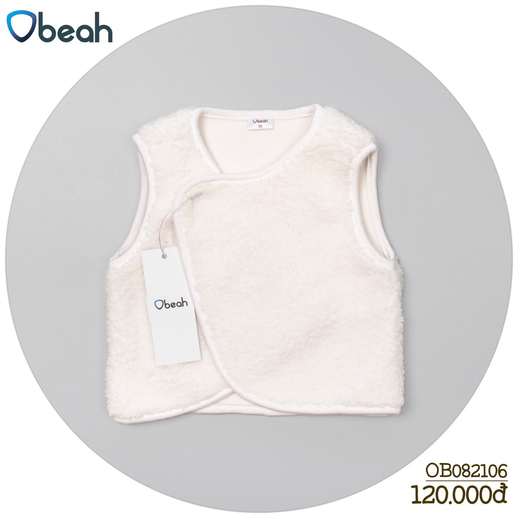 Áo gile lông cừu Obeah màu trắng Fullsize 59 đến 90 cho bé từ 0 đến 24 tháng