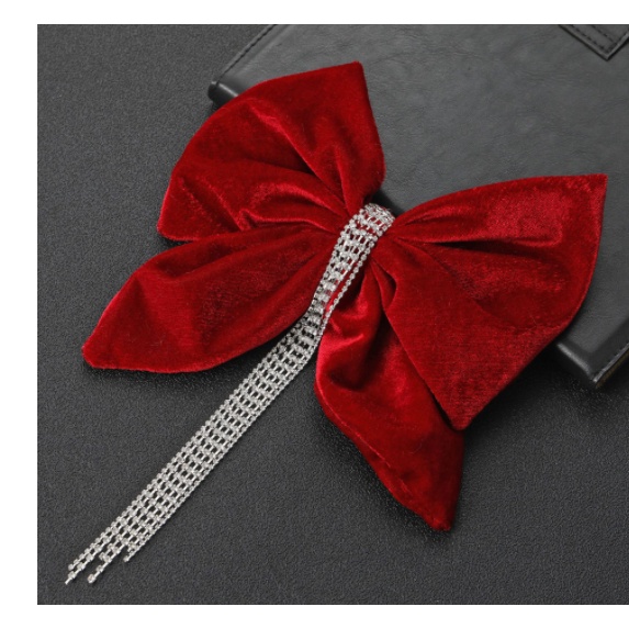 Kẹp Tóc Nơ Tua Rua Màu Trơn Cỡ Lớn Mẫu Mới Cho Nữ