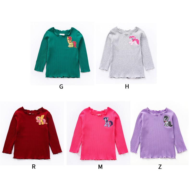 Áo thun tay dài in hình hoạt hình phong cách Hàn Quốc cho bé gái