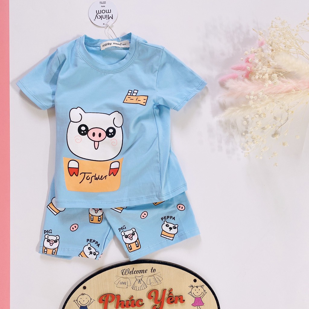 Sale !!! Bộ Cộc Tay Cotton 100% Hàng Minky Mom Họa Tiết Ô Tô Vàng Nền Cam Cho Bé (8-18kg)( 1479) Shop Phúc Yến