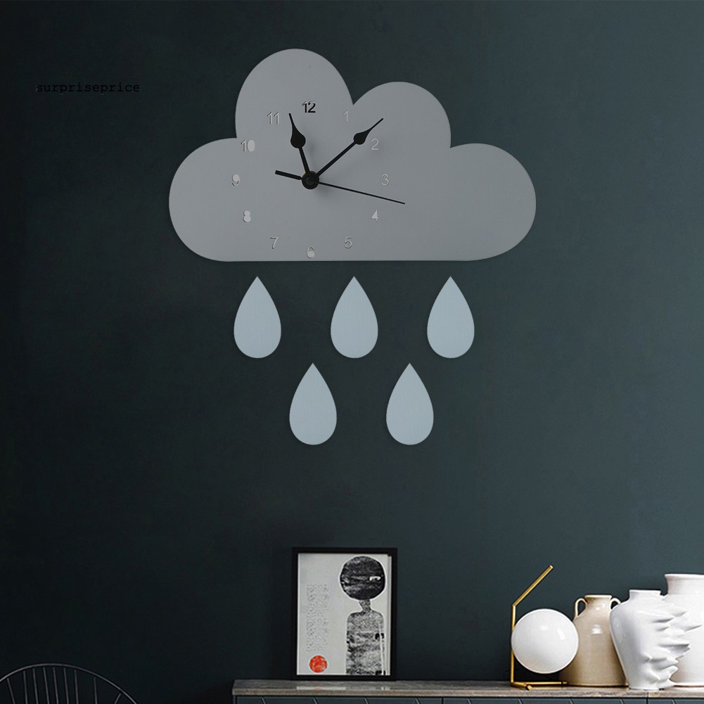 Đồng hồ treo tường hình đám mây bằng gỗ dễ thương