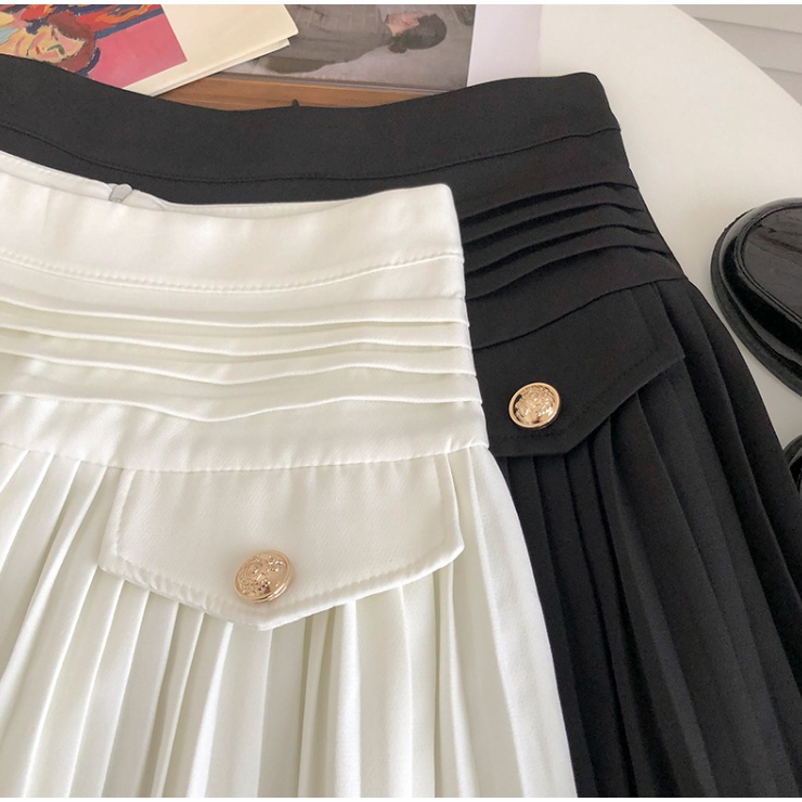 Chân váy xếp ly bé dáng chữ A phối khuy | BigBuy360 - bigbuy360.vn