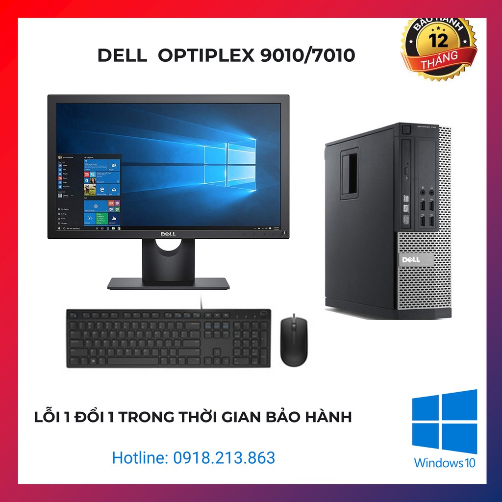 Bộ máy tính để bàn văn phòng Dell 9010/7010. i5 3470/ Ram 4Gb/ SSD 120Gb, màn hình Dell 18.5 inch, bàn phím chuột Dell