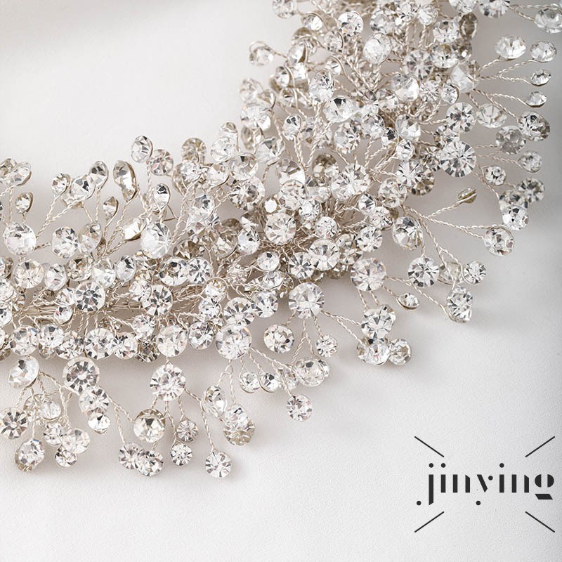 GETNOIVAS Phụ kiện trang trí tóc cô dâu thiết kế sang trọng lấp lánh