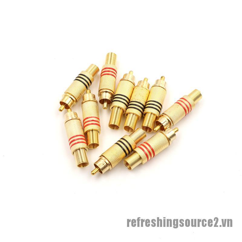 [REF2] 10pcs RCA Connector Male Jack Plug Audio Vedio Welding Gold Red Black