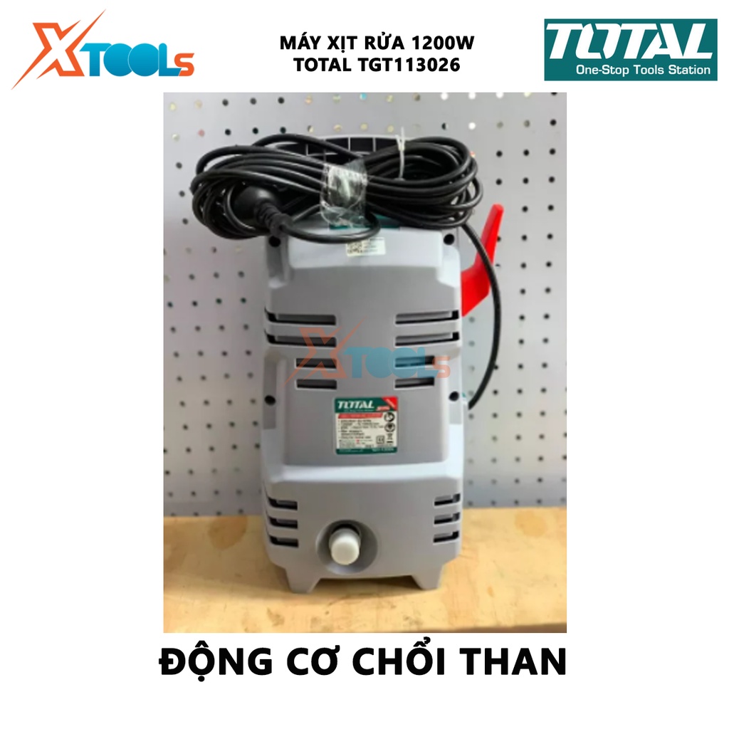 Máy xịt rửa TOTAL TGT113026 Máy rửa xe cao cấp công suất 1200w, điện áp đầu vào 220v, Áp lực tối đa 90Bar (1300 PSI)