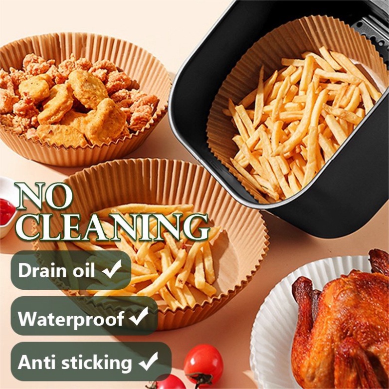 Set 50 khay giấy nến vàng thấm dầu lót nồi chiên tiện khi sủ dụng