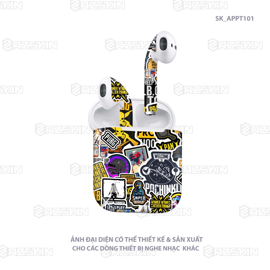 Dán Skin Hình Airpod 1/2/Pro Mẫu Sticker PUBG |SK_APPT101| Chất Liệu PVC Chống Nước, Bền Màu, Cắt Sẵn Khuôn