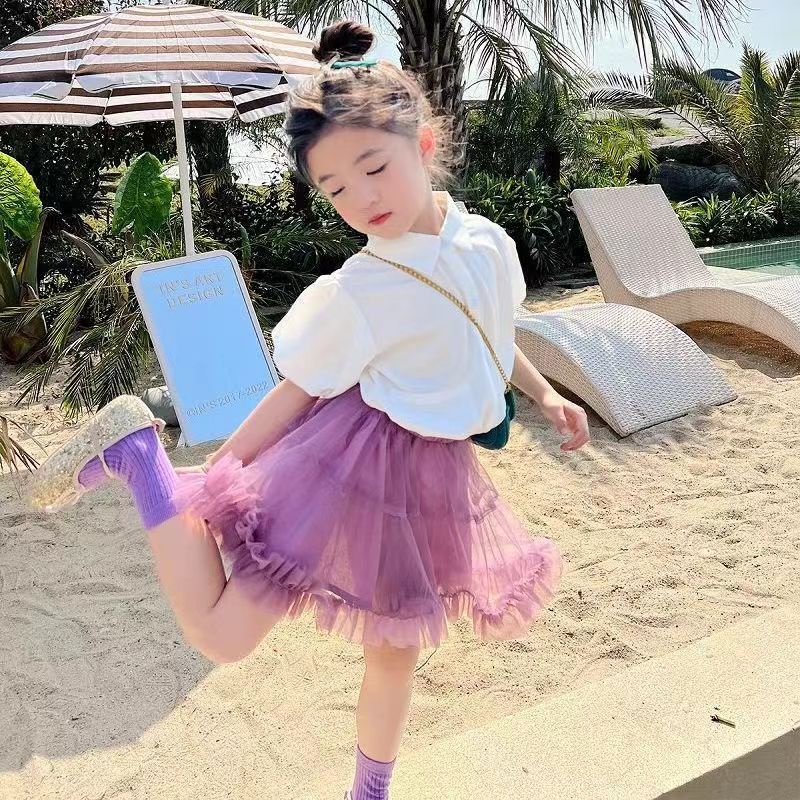 Set Áo Thun Tay Ngắn Phối Chân Váy Thời Trang Hè 2022 Mới Xinh Xắn Cho Bé Gái