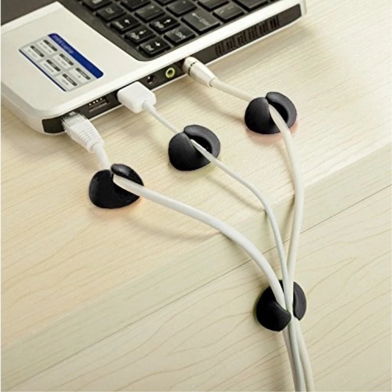 Set 10 Kẹp Giữ Dây Cáp Tai Nghe/Dây Cáp Bằng Silicon Tự Dính Đa Năng