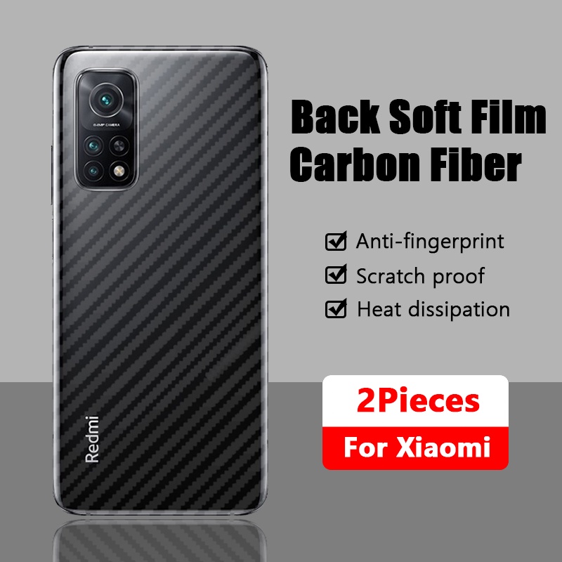 Set 2 Miếng Dán Mặt Sau Điện Thoại Sợi Carbon Cho Xiaomi Mi Poco F4 F3 M4 M3 X3 X4 X5 Pro 11T 9T 10T 11 Lite Redmi Note 7 8 9 10 11 12 12S 11S 10S 9S 9A 9C 10C