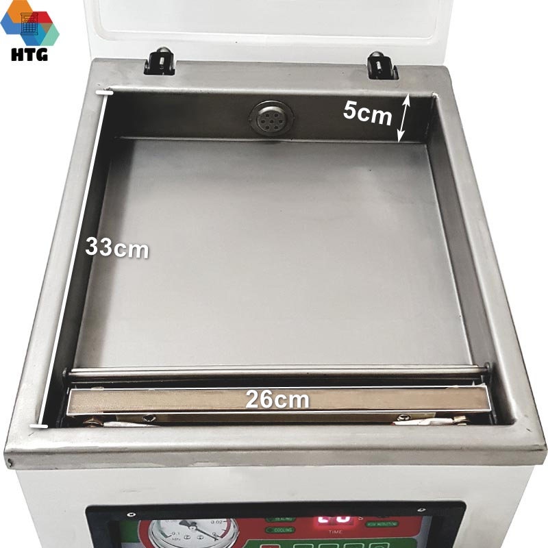 Máy hút chân không công nghiệp để bàn Vacuum Packer, hoàn toàn tự động, hút mạnh mẽ độ chân không đạt -1Mpa, vỏ Inox