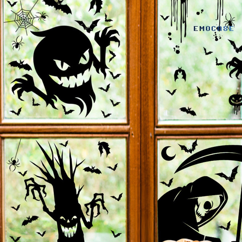 Đề Can Dán Tường / Kính Cửa Sổ Trang Trí Họa Tiết Halloween Chống Nước Có Thể Tháo Gỡ
