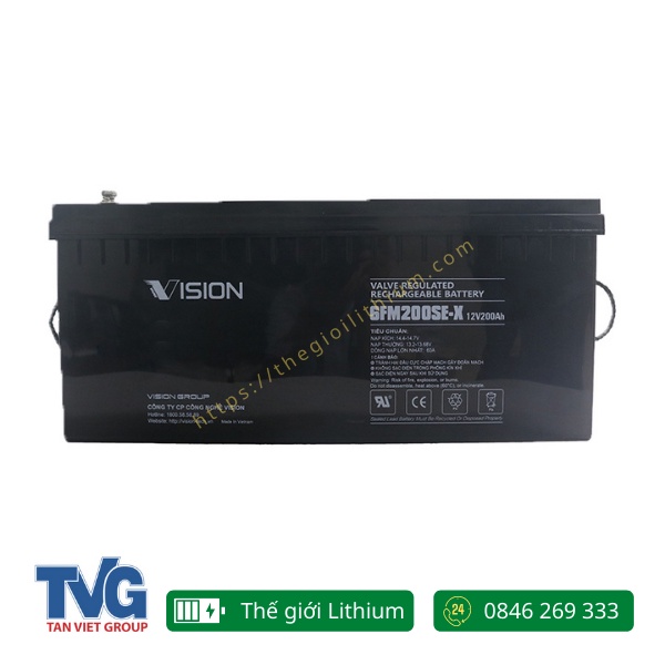 Ắc quy AGM kín khí Vision 12V, 200Ah 6FM200SE-X