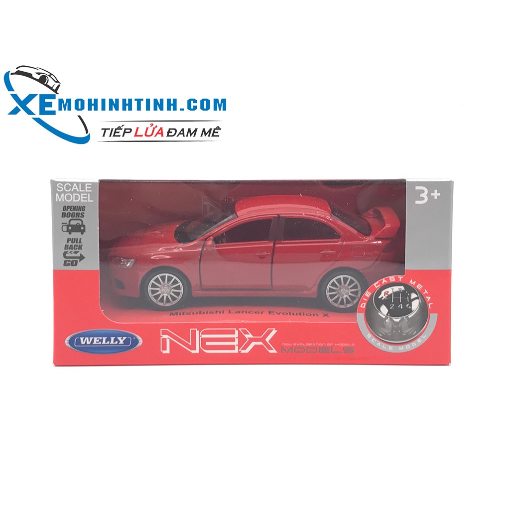 HỘP XE MÔ HÌNH Mitsubishi Lancer Evolution WELLY 1:36 (Đỏ)