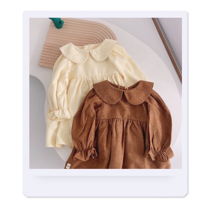 Váy thu cổ sen Vintage cho bé gái 8-20kg