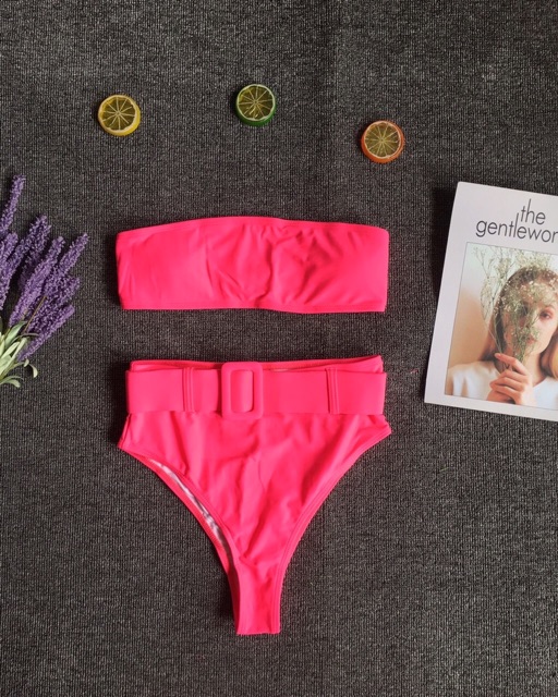 [ HÀNG MỚI VỀ] Bikini neon lưng cao có gen bụng sexy