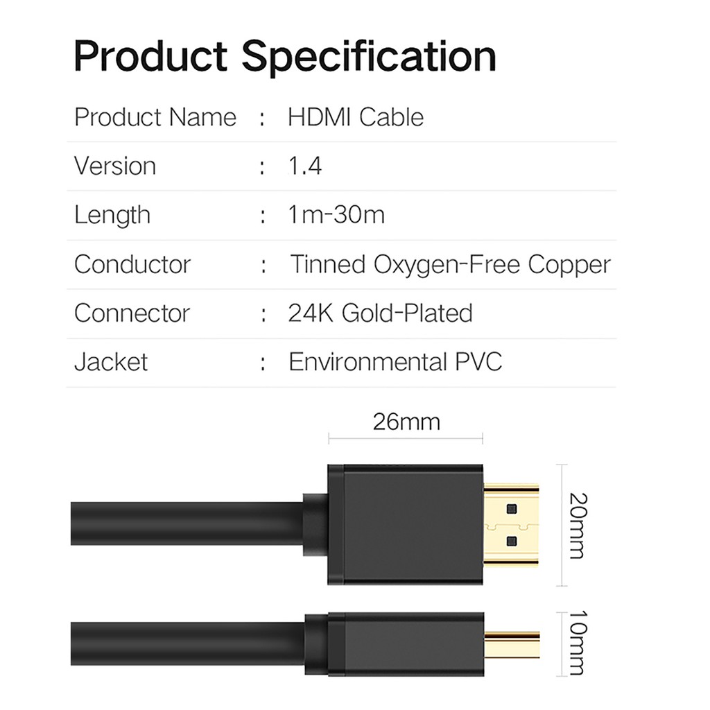 Cáp HDMI 1.4 Tròn Dẻo chính hãng Kingmaster  - Sup 4K*30Hz/2K*60Hz