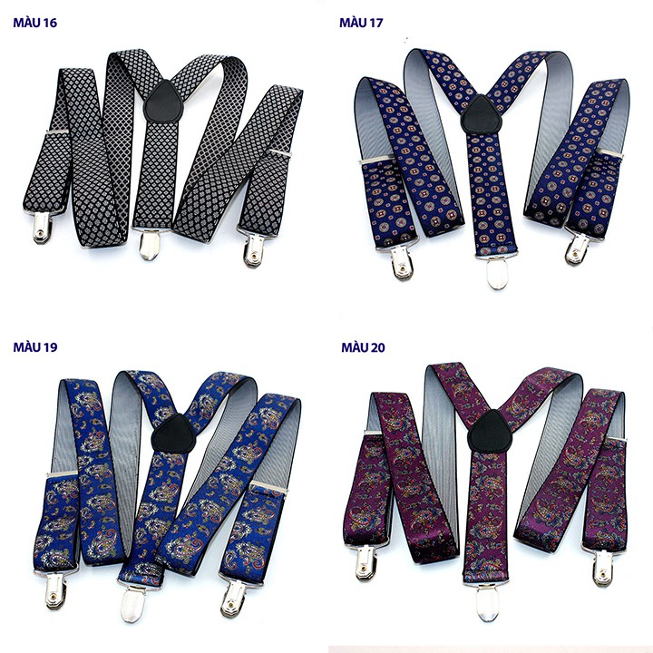 Đai quần chữ Y nam, dây yếm, suspender bản 3,5cm dài 120cm OPP03