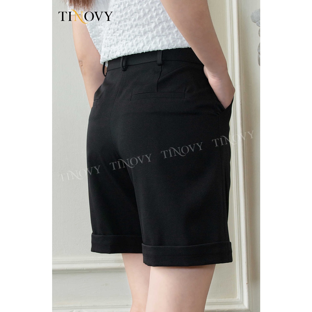 Quần Đùi Nữ TINOVY Suông Đen Q2232