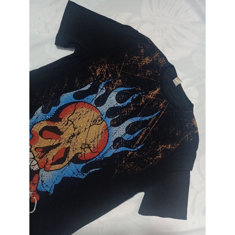 Áo thun Ed hardy real authentic chính hãng áo phông nam nữ đầu lâu sọ skull lửa