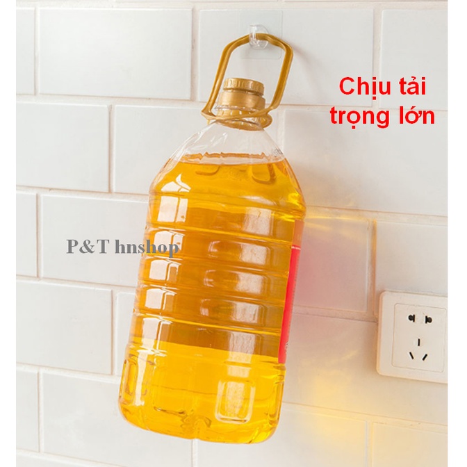 Móc Vuông Dán Tường Trong Suốt, Chịu Lực
