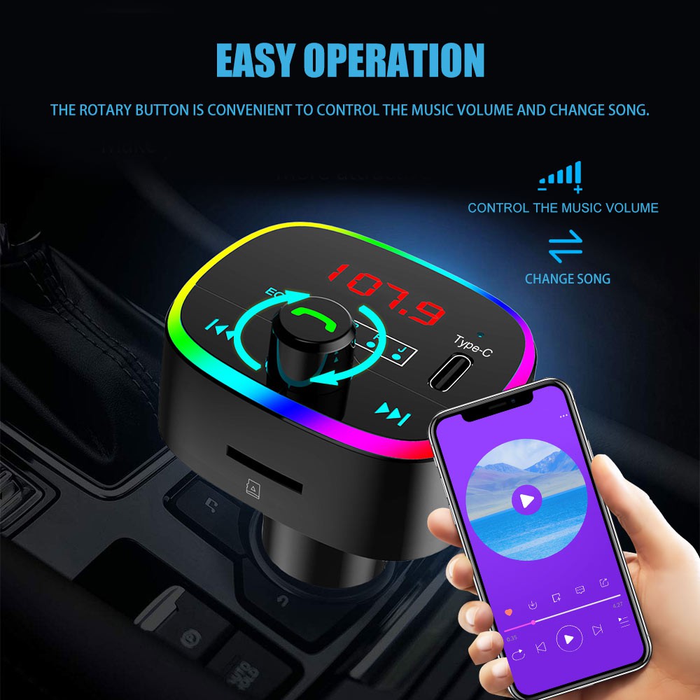 IN STOCK Car Mp3 Player RGB Light Bluetooth 5.0 Tf Card U Disk Auto Music Transmitter