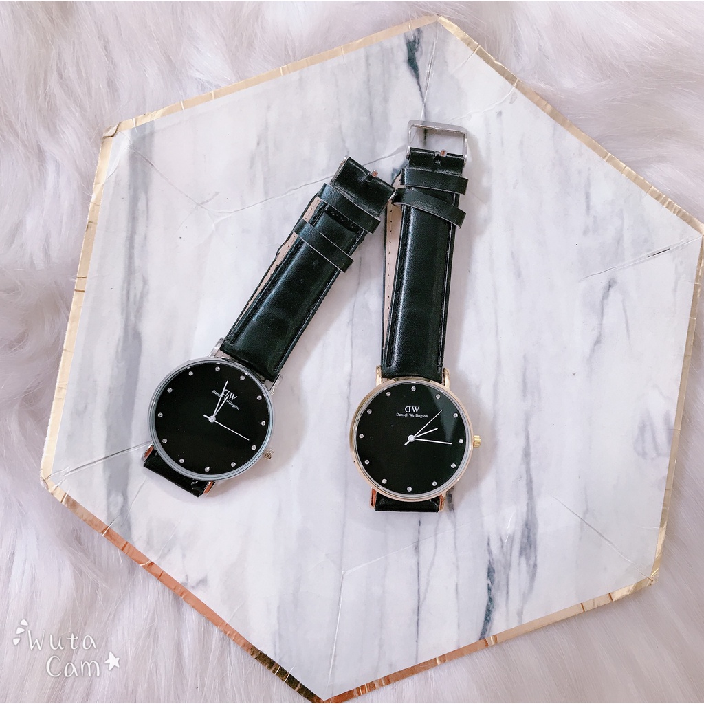 Đồng hồ nam da .d.w. mặt gạch viền vàng | BigBuy360 - bigbuy360.vn