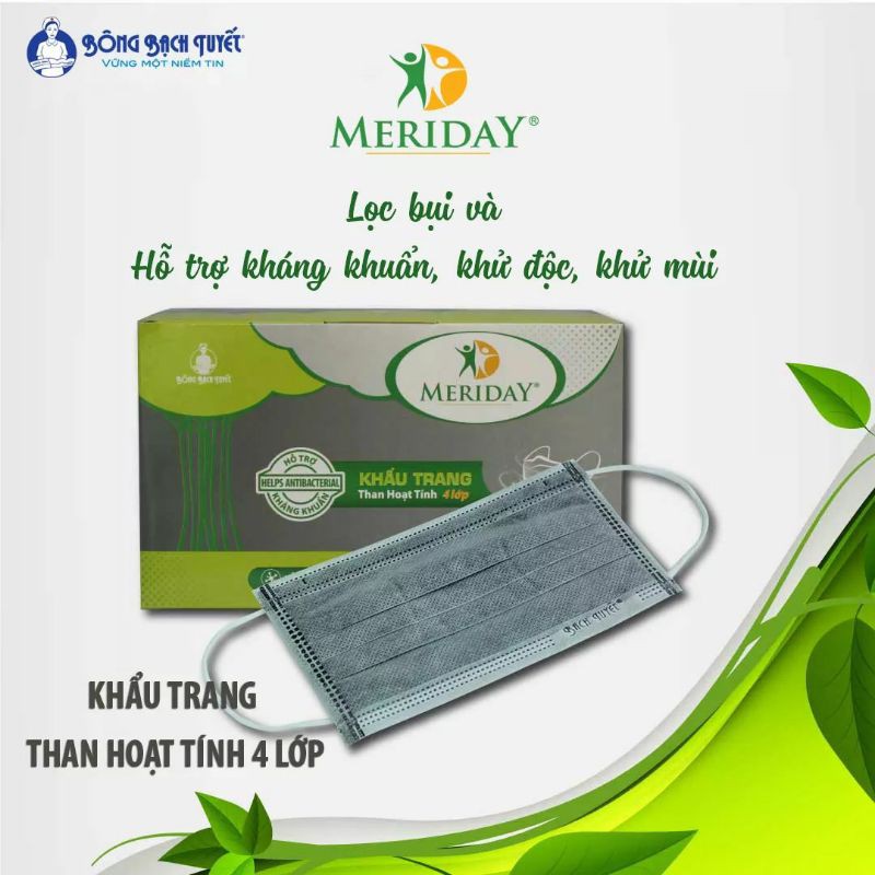 Khẩu trang  meriđay  4 lớp  than hoạt tính