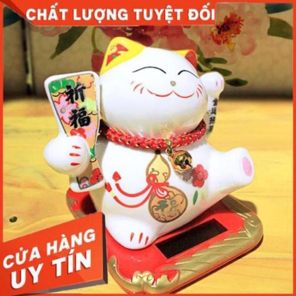 Giá hủy diệt -  Mèo thần tài vẫy tay bằng sứ cao 10cm chạy năng lượng