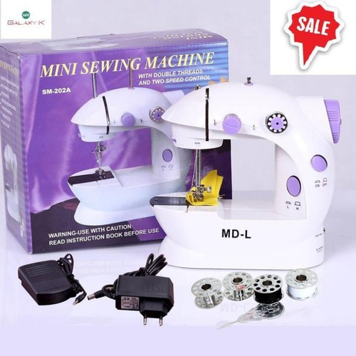 Máy khâu mini gia đình máy may mini nhỏ gọn cắm điện tiện dụng có đèn led Thí Nê