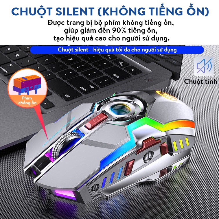 Chuột không dây Gaming A5 Đèn Led RGB Cao Cấp - Chính Hãng NEXTAGE