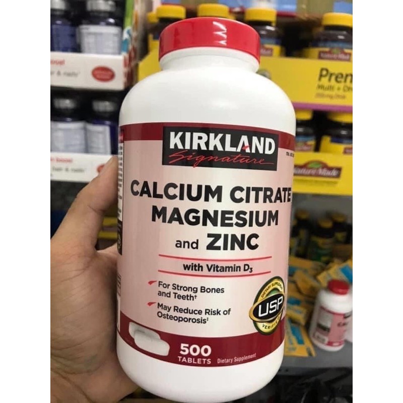 Viên uống Kirkland Calcium Citrate Magnesium and Zinc 500 viên của Mỹ