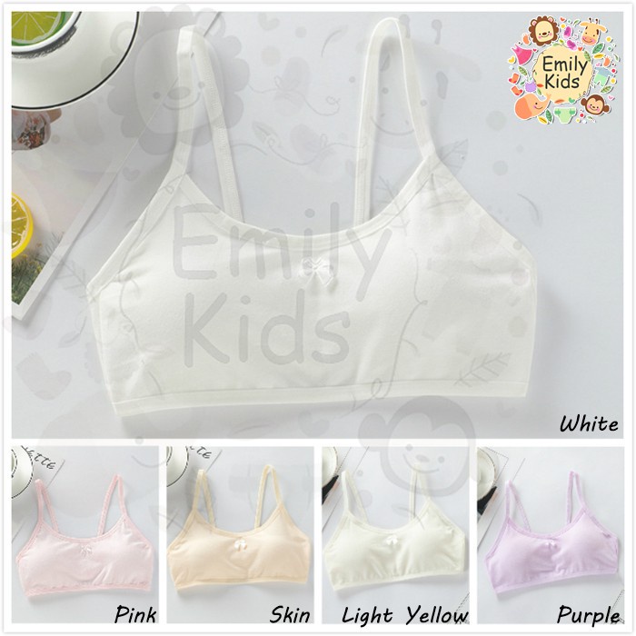 Áo Ngực Cotton Mềm Mại Thoáng Khí Thắt Nơ Màu Trơn Co Giãn Thời Trang Dành Cho Bé Gái 8-12 Tuổi