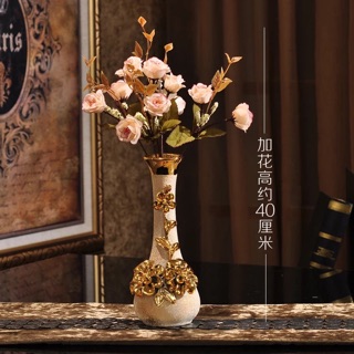 Bình hoa gốm sứ màu vàng kim