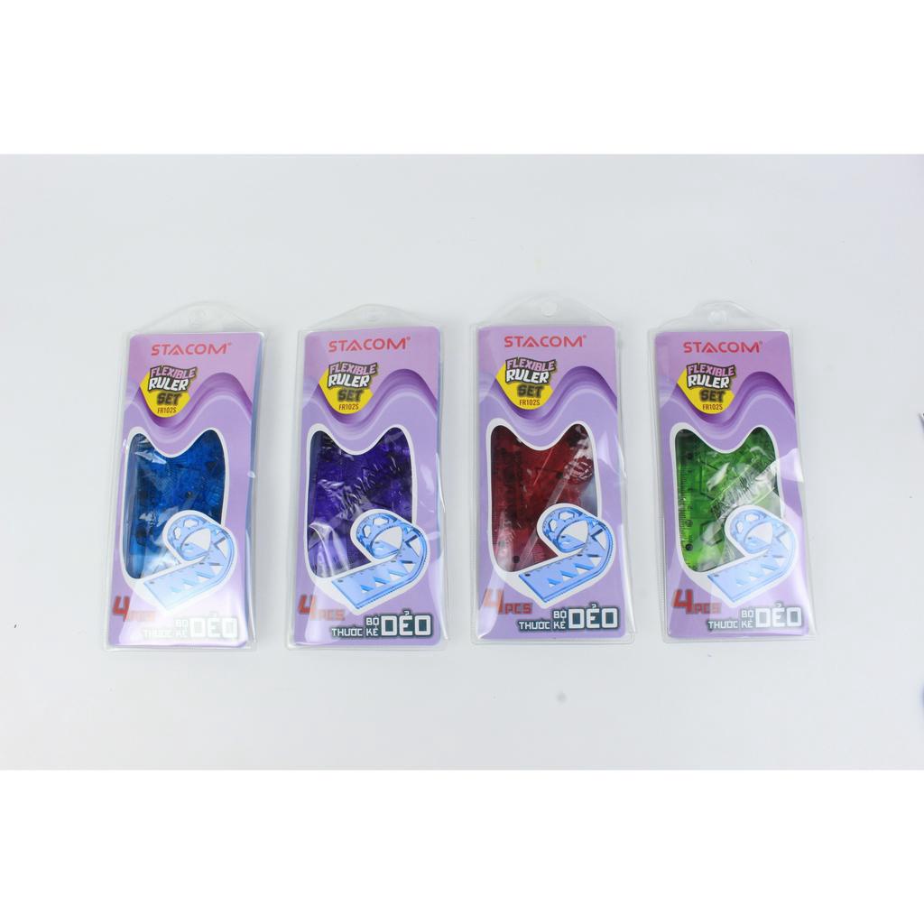 Set 38 Bộ thước kẻ dẻo 4 món nhiều màu Stacom FR102S