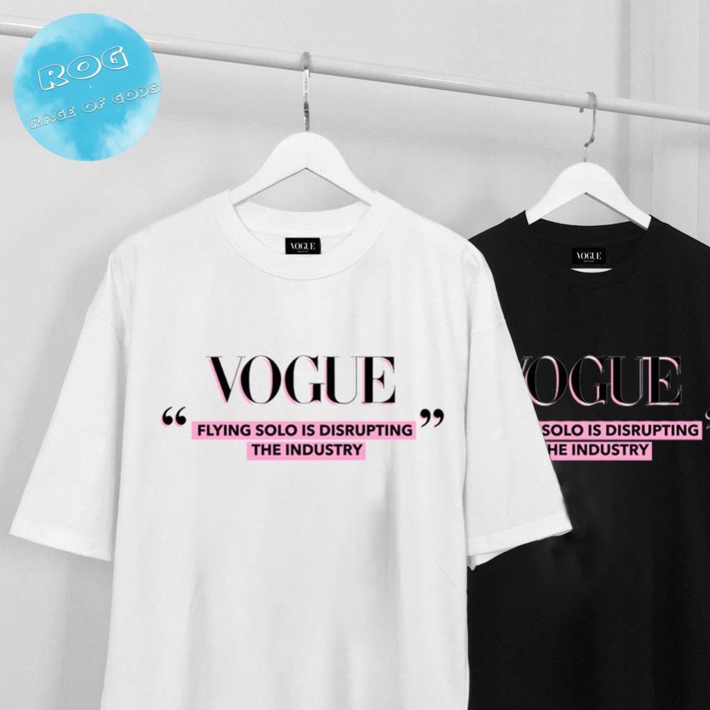 Áo thun tay lỡ VOUGUE Chữ Đen Hồng, áo phông Unisex nam nữ chất Cotton Form Rộng
