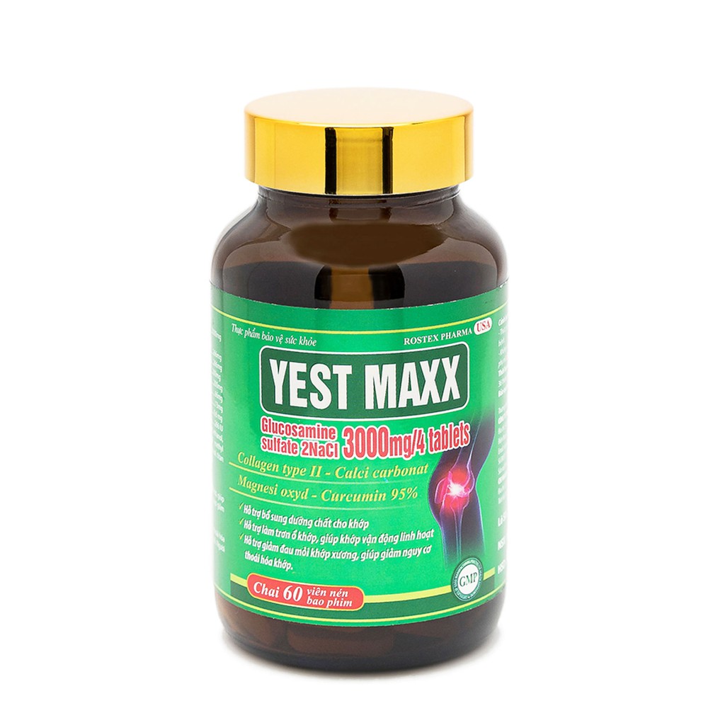 Viên Yest Maxx bổ sung glucosamin hỗ trợ xương khớp, bôi trơn dịch khớp, giảm thoái hóa khớp