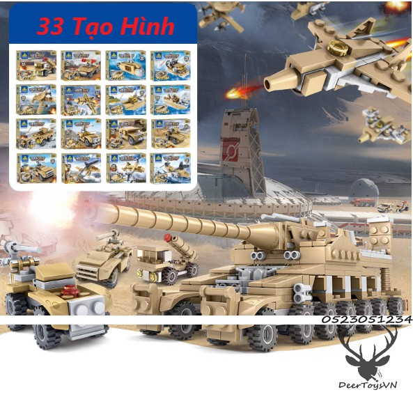 BỘ ĐỒ CHƠI LẮP GHÉP XẾP HÌNH XE TĂNG, OTO, ROBOT, TRỰC THĂNG,XE SWAT, Xe Pháo