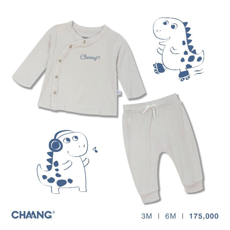 [CHAANG 2021- DINO&amp;PONY] Bộ dài cúc chéo sơ sinh