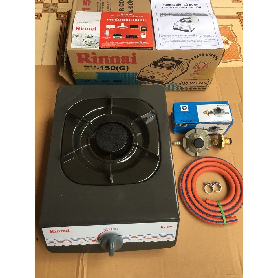 Bếp ga đơn Rinnai- Mặt Men RV-150 + Bộ Van Dây Tự Động Ngắt Ga Chống Cháy Nổ-Hàng Chính Hãng bền,đẹp,giá rẻ,-bh 12 tháng